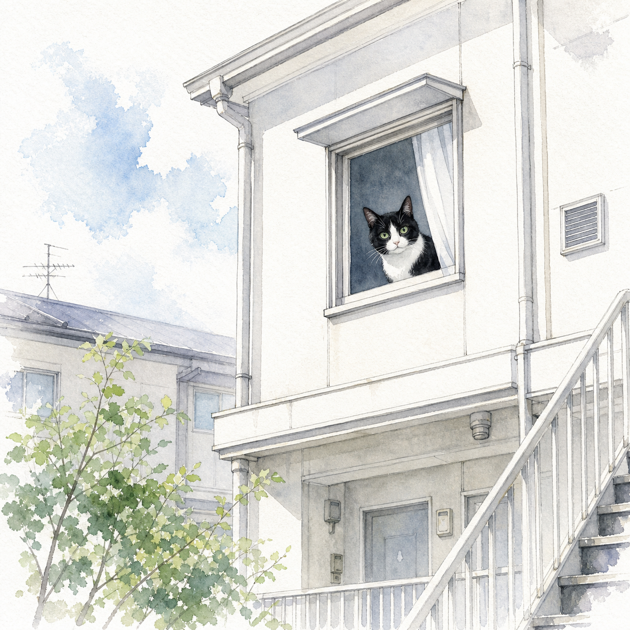 ペット可物件と猫の可否を確認するイラスト