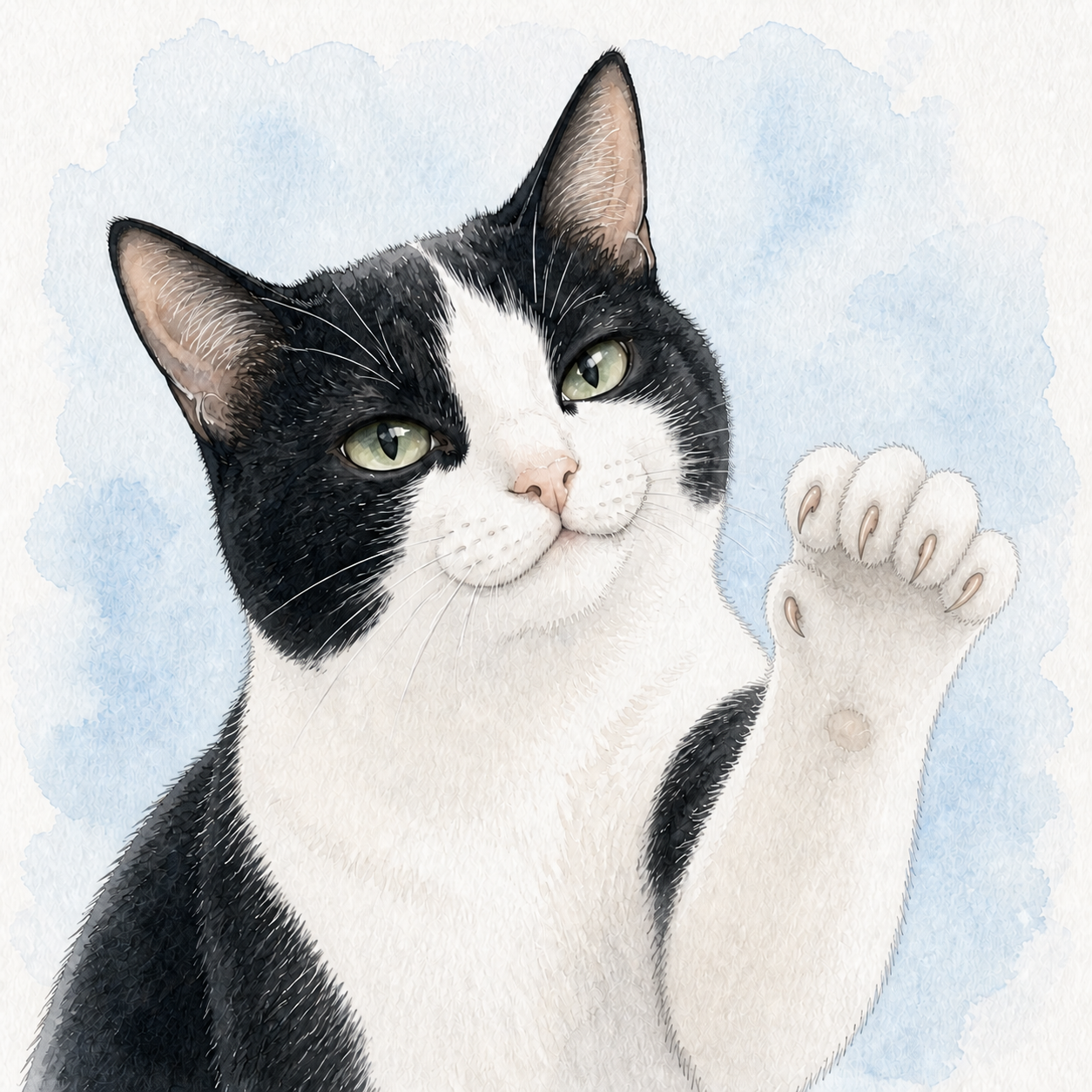 前足の爪を見せる猫のイラスト（爪とぎは猫の本能）
