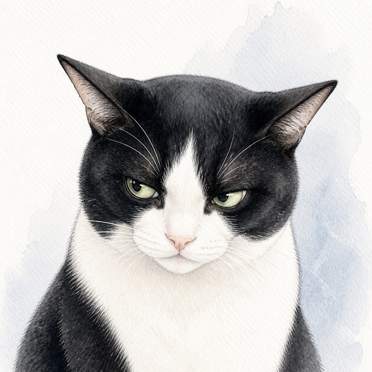 叱られてふてくされた顔の猫のイラスト