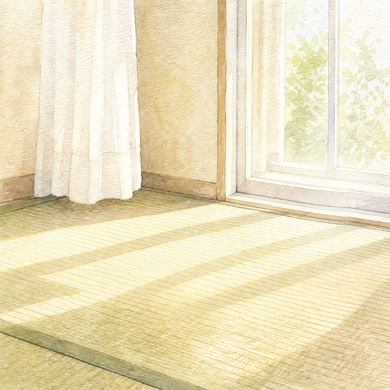 日ざしのさす和室の畳のイラスト